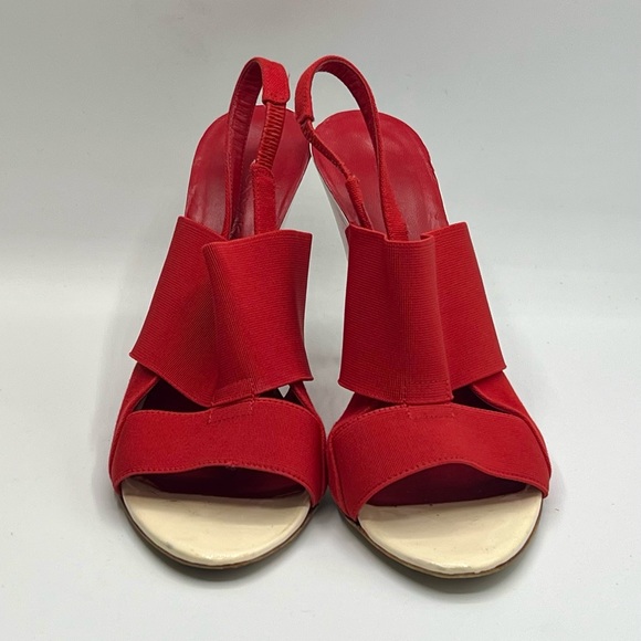 DONNA KARAN Collection Red & White Slingback Sandal EU 37 / US 7 - Picture 3 of 10
